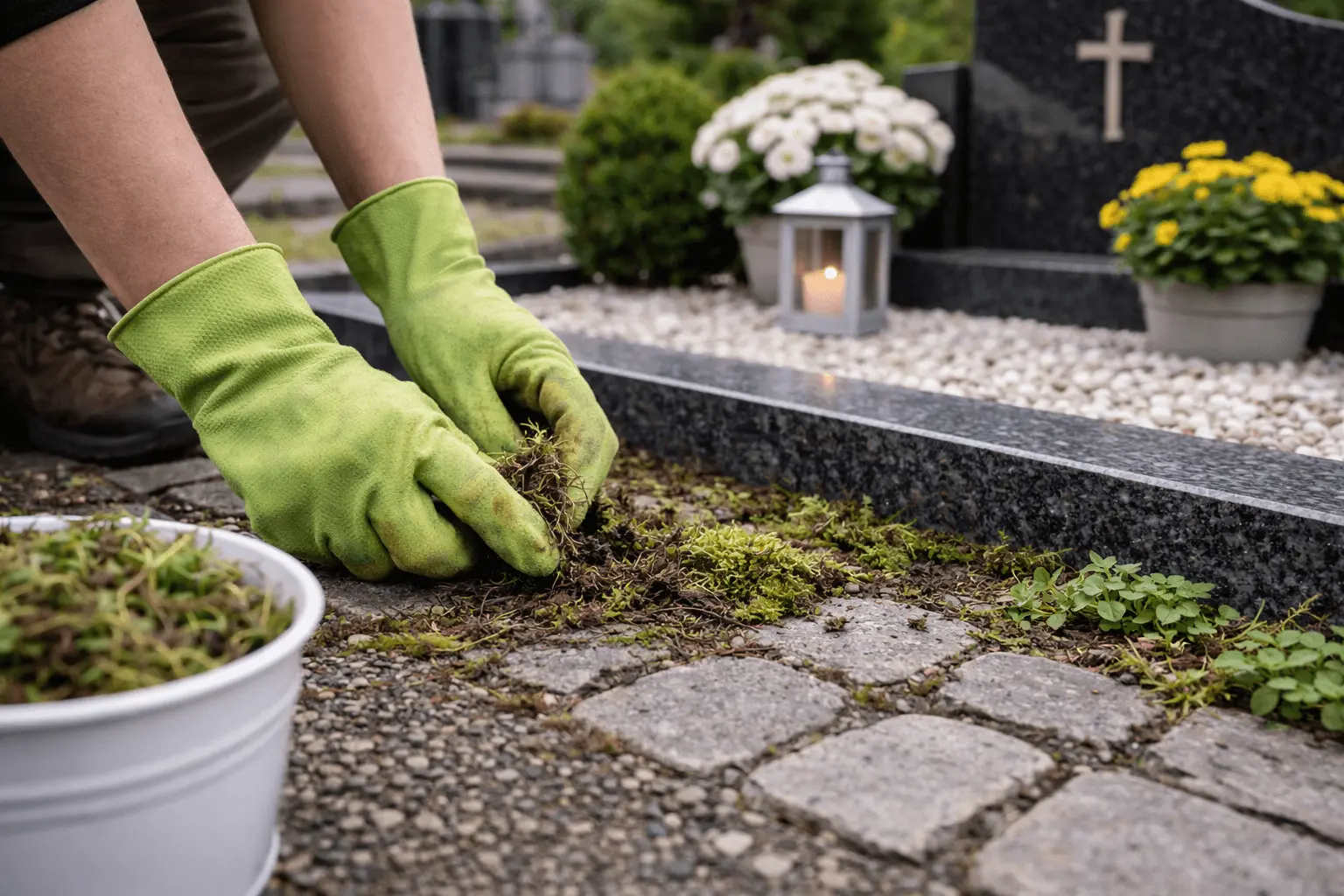 Teljes sírgondozás gazeltávolítás és mohaeltávolítás Pest megye